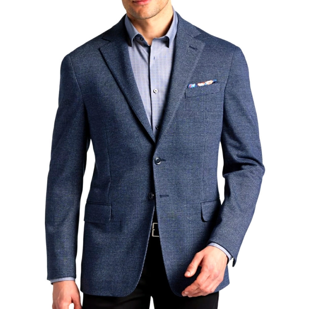 NWT Indigo Blue Levante Plaid Jersey Soft Jacket